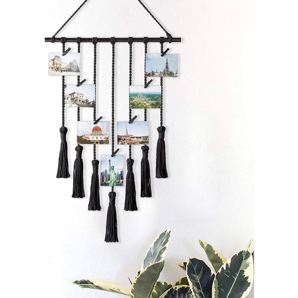 Boho crochet macramé picture hanger wall art tan - Picture 3 of 3